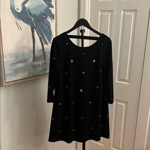 Lulu's Black Long Sleeve Dress with Embellishments